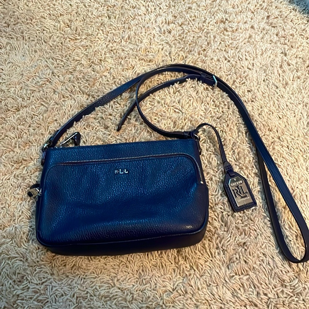 Ralph Lauren- small cross body purse. Navy Blue leather.
